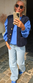 MELIA sleeveless teddy jacket navy