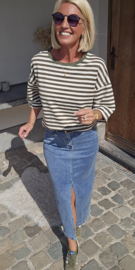 AYLIN oversized striped T-shirt khaki