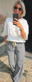 RINA soft velvet wide leg jogger pants grey