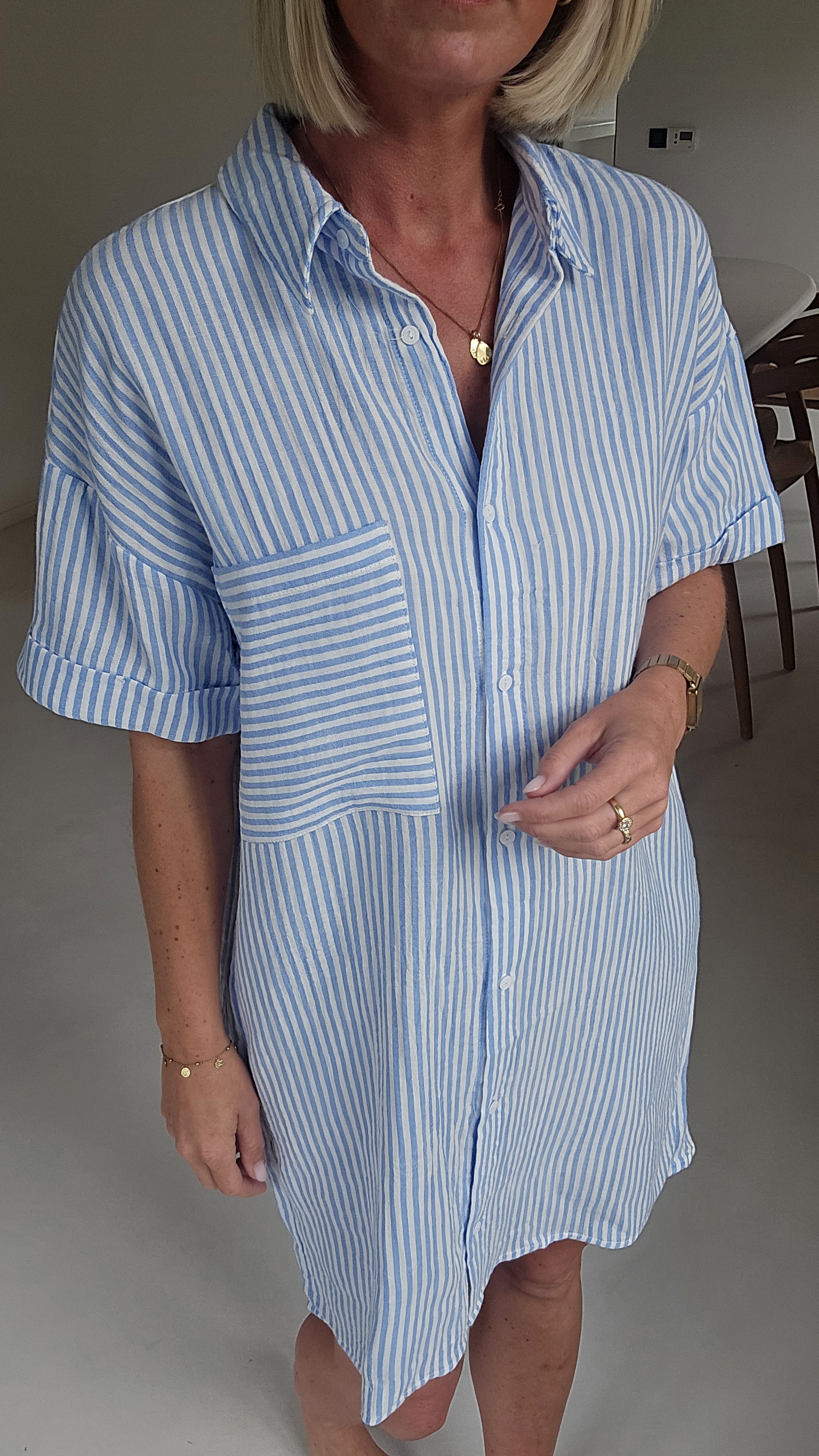 JILDI tetra shirt dress striped blue