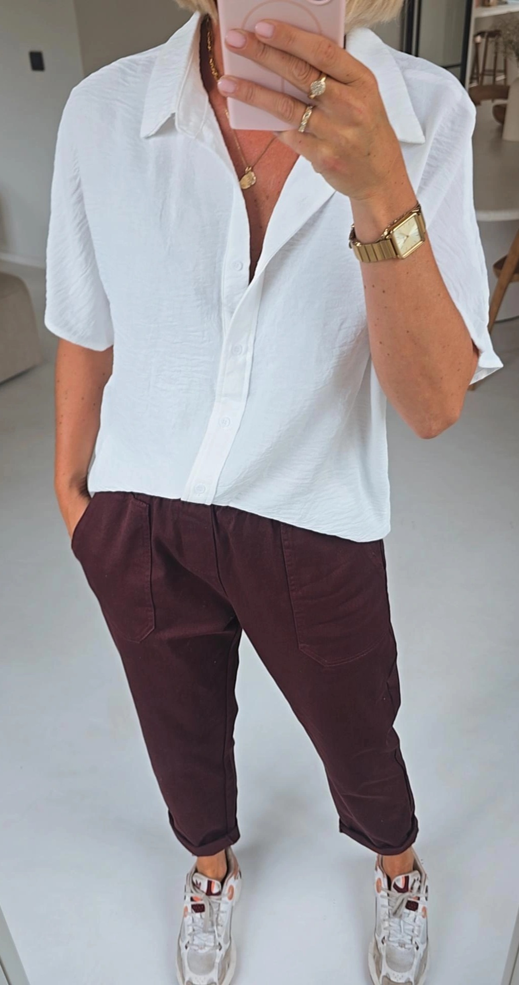 BEVIN cotton paperbag pants burgundy