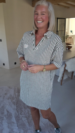 TESS striped sponge dress khaki