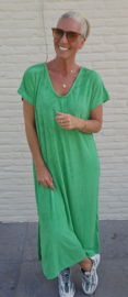DIDI maxi terry T-shirt dress green v-neck