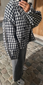 IMORA oversized short coat checkered black