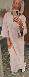 MANDU soft velvet maxi dress beige