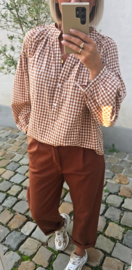 CARIE checkered blouse camel