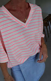 I HOPE YOUR DAY WAS SMILEY T-shirt neon pink