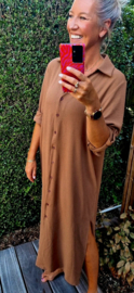 RHEA maxi shirt dress darker camel