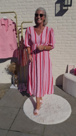 POSITANO maxi tetra dress striped raspberry