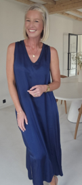ADRIAN maxi satin dress navy