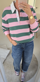 ANTJE striped polo sweatshirt green pink