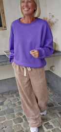 RINA soft velvet wide leg jogger pants taupe