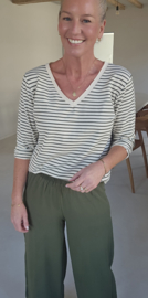 SOPHIA striped v-neck longsleeve khaki