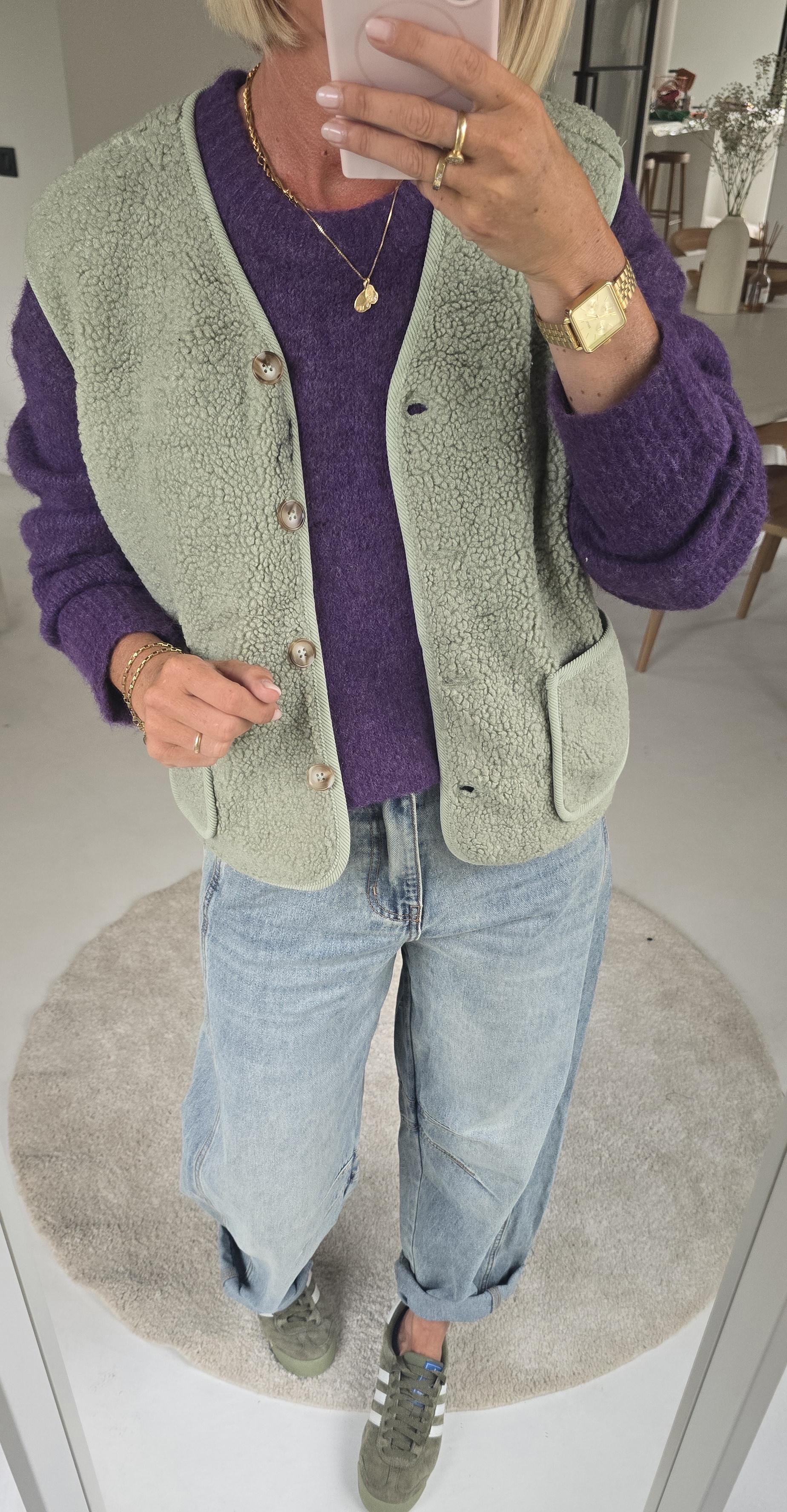 MELIA sleeveless teddy jacket khaki
