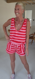 BIBI striped terry set pink red