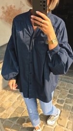 VINIE oversized cotton blouse navy