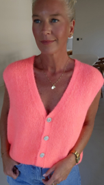 JOLIE sleeveless knit cardigan neon coral