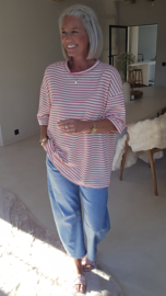 NALIA striped oversized T-shirt fuschia