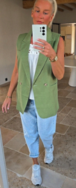 LOTUS linen sleeveless blazer olive