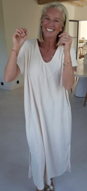 DIDI maxi terry T-shirt dress vanilla v-neck