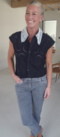 JULIA cotton broderie shirt black