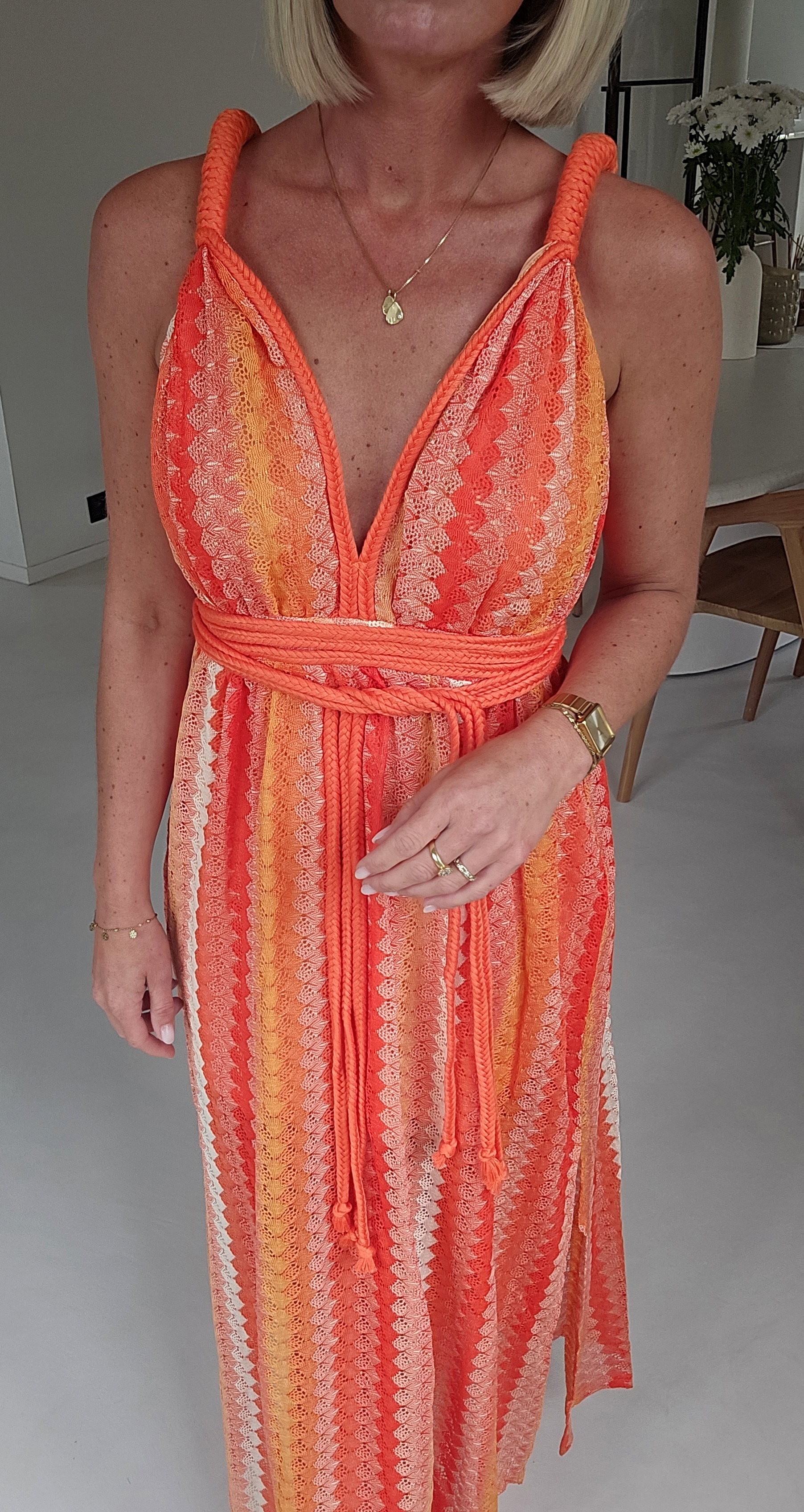 CANDICE 2 maxi crochet dress orange
