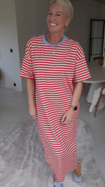 MIAMI striped maxi T-shirt dress red