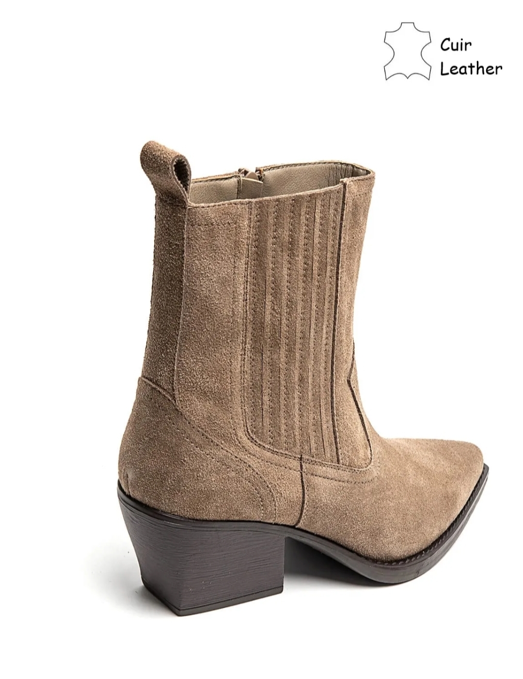RUNE suede leather short boots taupe