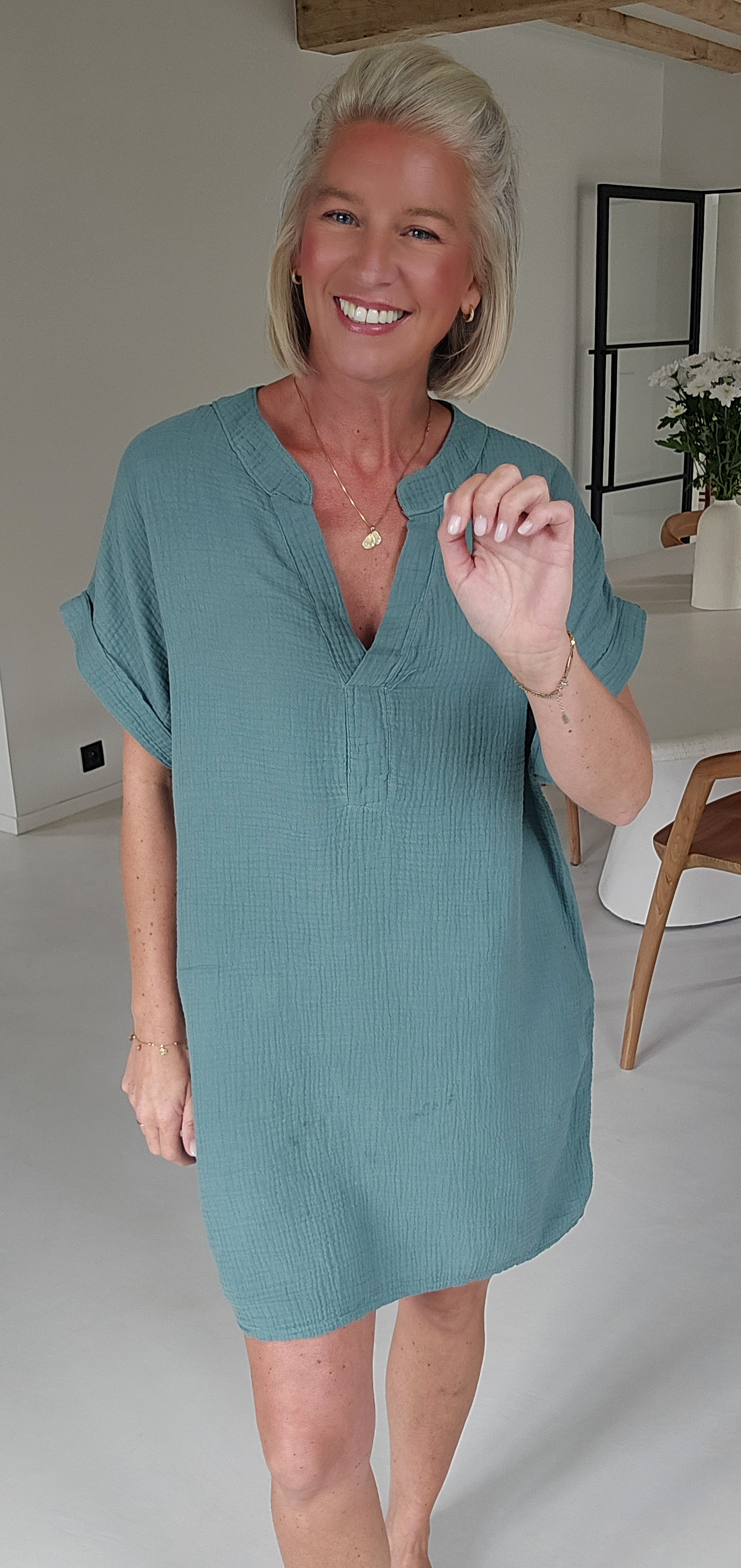 JOYOSA tetra dress sea green