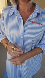 OUT OF THE OFFICE striped shirt blue