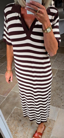 CHRISTIE striped maxi shirt dress choco