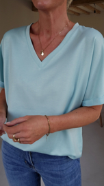 BRIA short-sleeved v-neck sweatshirt aqua