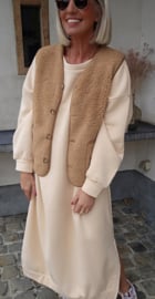MELIA 3 sleeveless teddy jacket camel