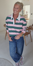 ANTJE striped polo sweatshirt green pink