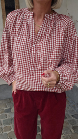 CARIE checkered blouse burgundy