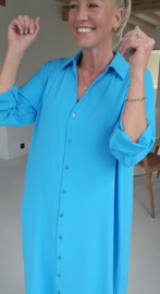 RHEA maxi shirt dress turquoise