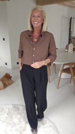 AVA basic cotton shirt chocolat