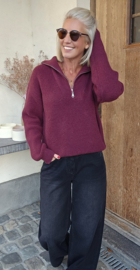 MILOU zipper knit burgundy