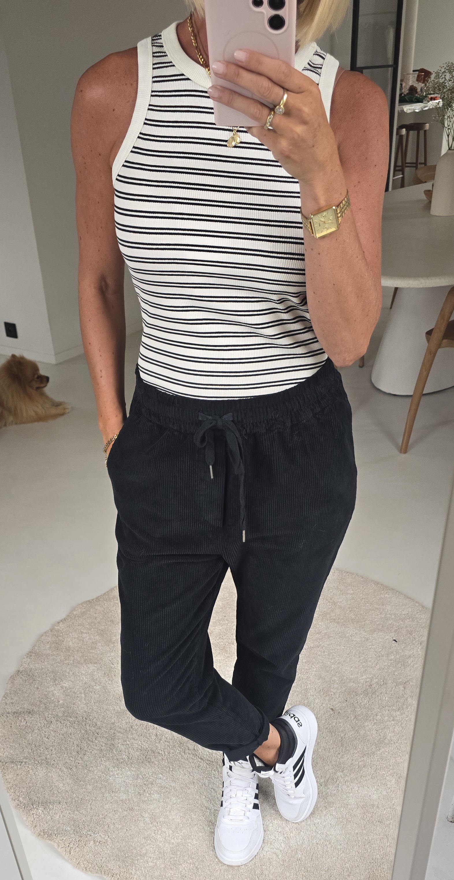 INCI striped cotton top ecru