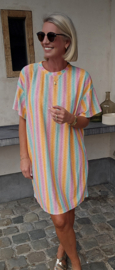 VERO striped terry dress pink