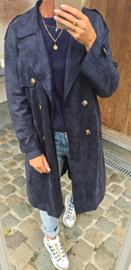 FALL VIBES suede trench coat navy