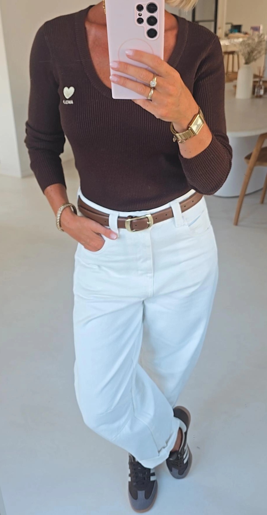AMOUR warm v-neck longsleeve chocolat