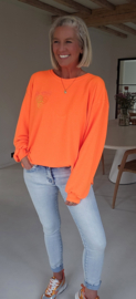 HAPPY LIFE sweatshirt neon orange (with key ring)