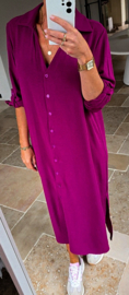 RHEA maxi shirt dress aubergine