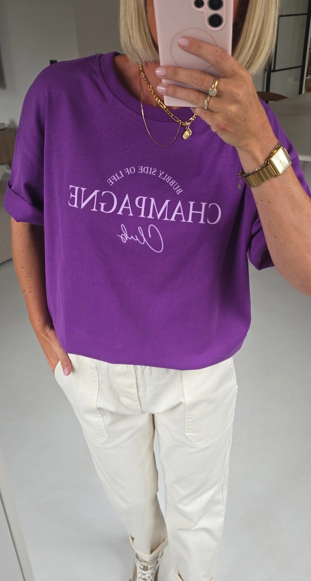 CHAMPAGNE CLUB cotton tee violet