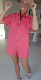 JINA jeans playsuit neon raspberry