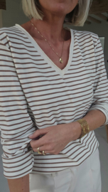 SOPHIA striped v-neck longsleeve camel