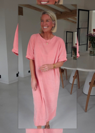 MANDIE soft velvet maxi dress pastel peach