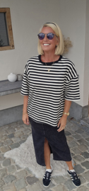 AYLIN oversized striped T-shirt black