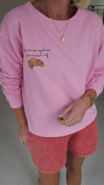SUNDAYS ARE FOR CROISSANTS cotton sweatshirt pink